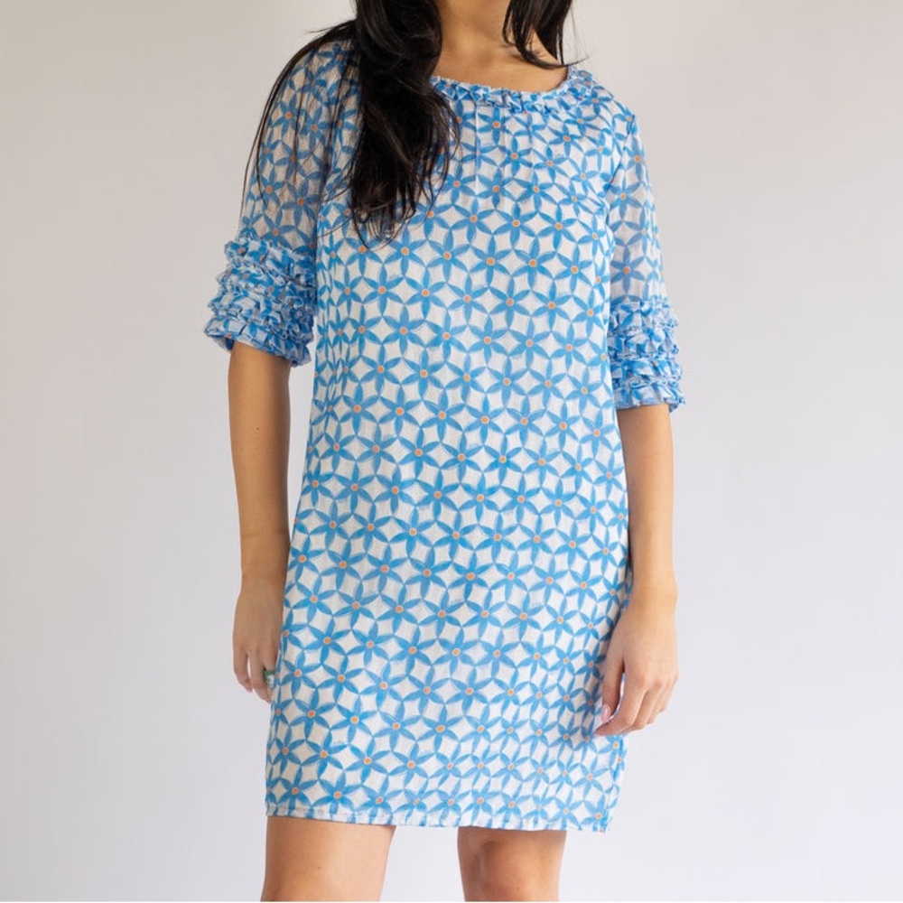 Lilly Pulitzer Blue Floral Dasha Shift Mini Dress